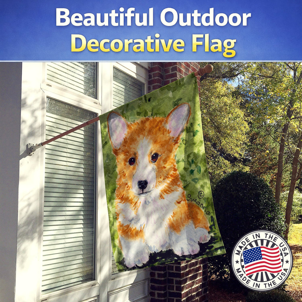 Corgi House Flag 28x40 Porch Sleeve Pole Decorative Outside Yard Banner Artwork Wall Hanging, Polyester