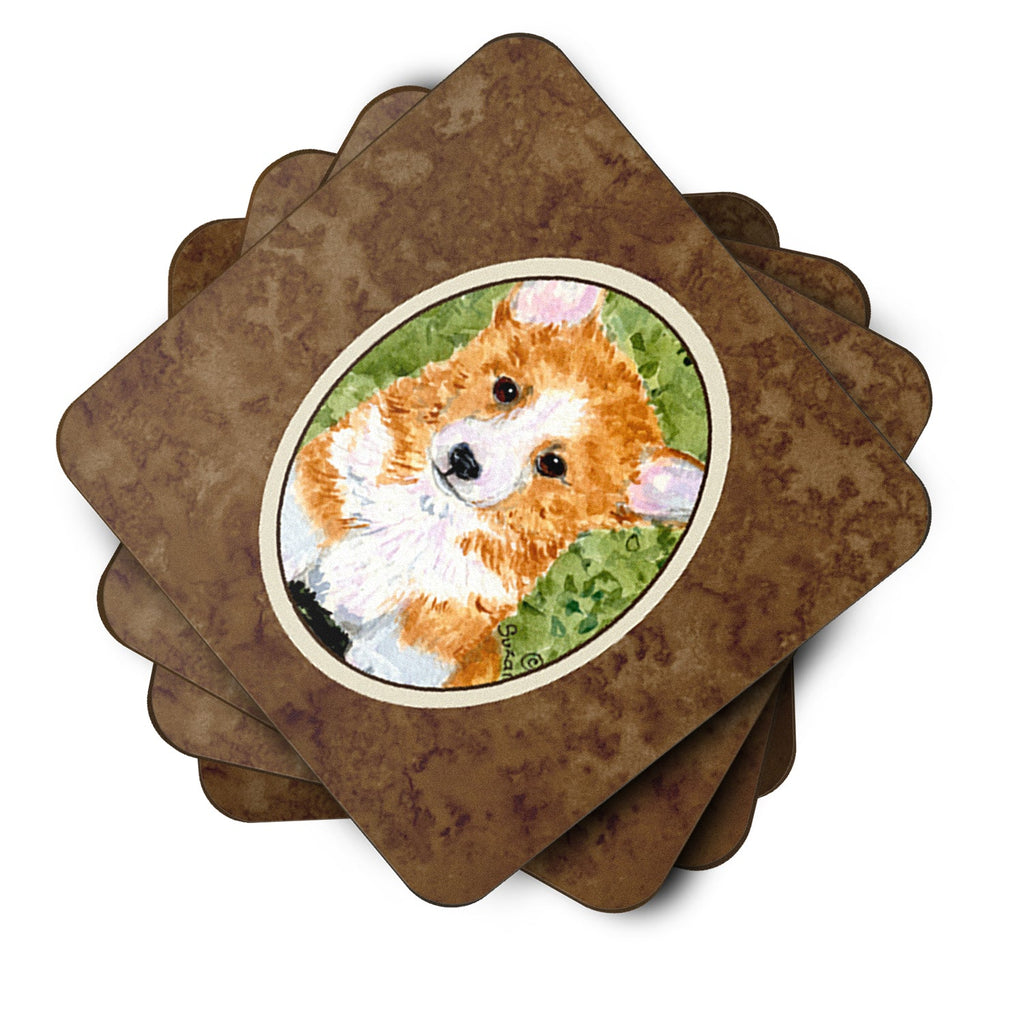 Corgi Foam Coasters Set of 4 Cup Coasters for Indoor Outdoor, Tabletop Protection, Anti Slip, Mouse pad Material