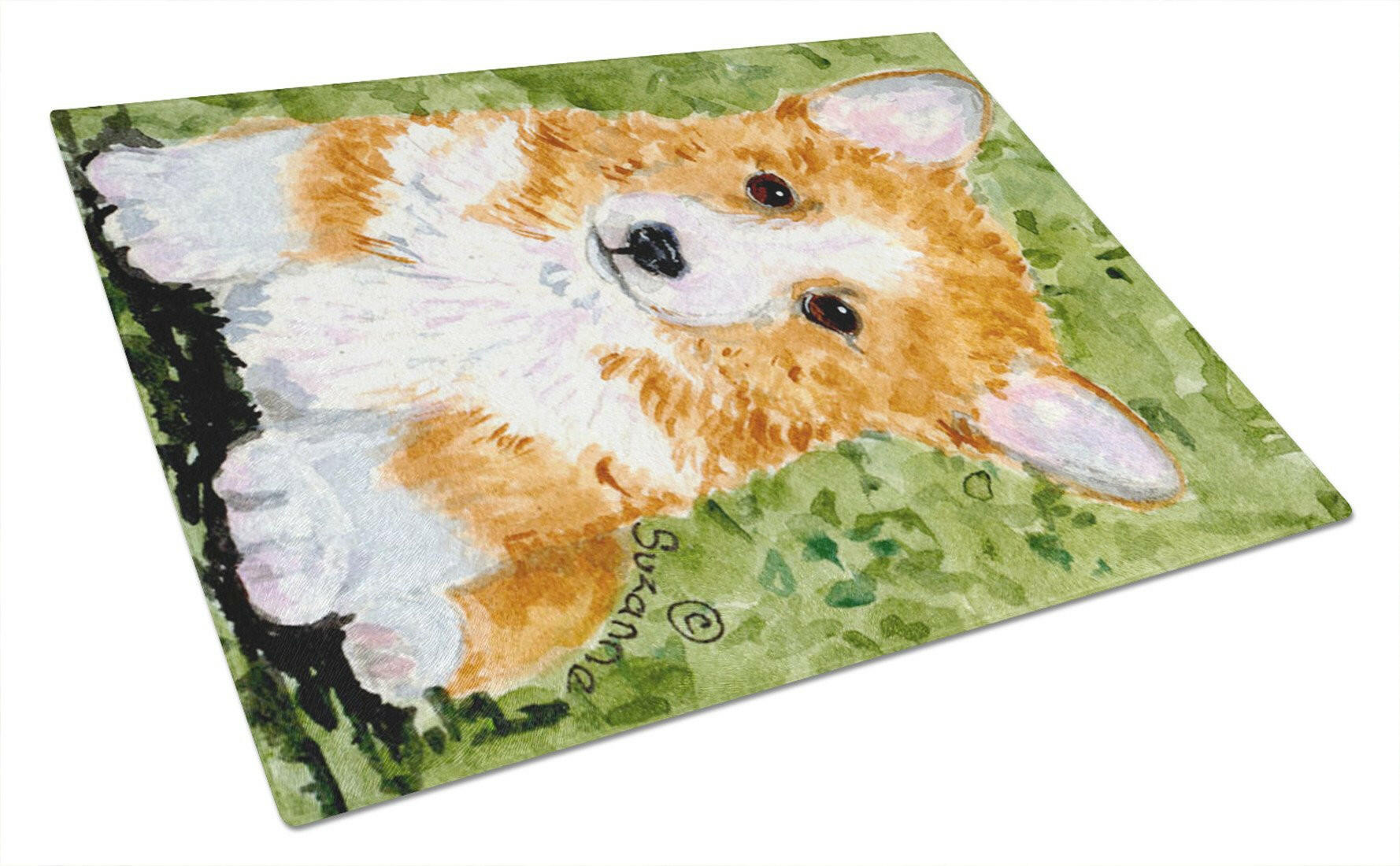 Corgi Cutting Board Tempered Glass Kitchen Cutting Surface, Heat Resistant Chopping, Non-Slip Feet, Food Prep & Serving