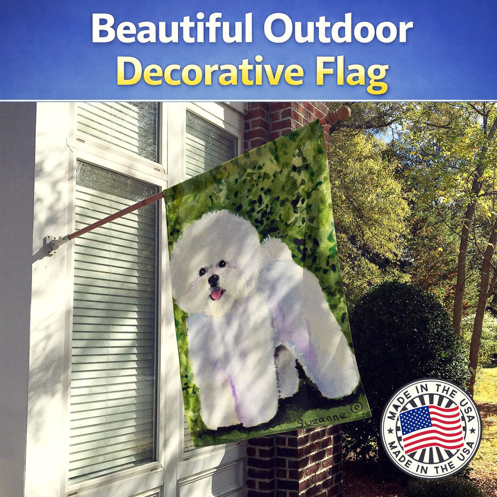 Bichon Frise House Flag 28x40 Porch Sleeve Pole Decorative Outside Yard Banner Artwork Wall Hanging, Polyester