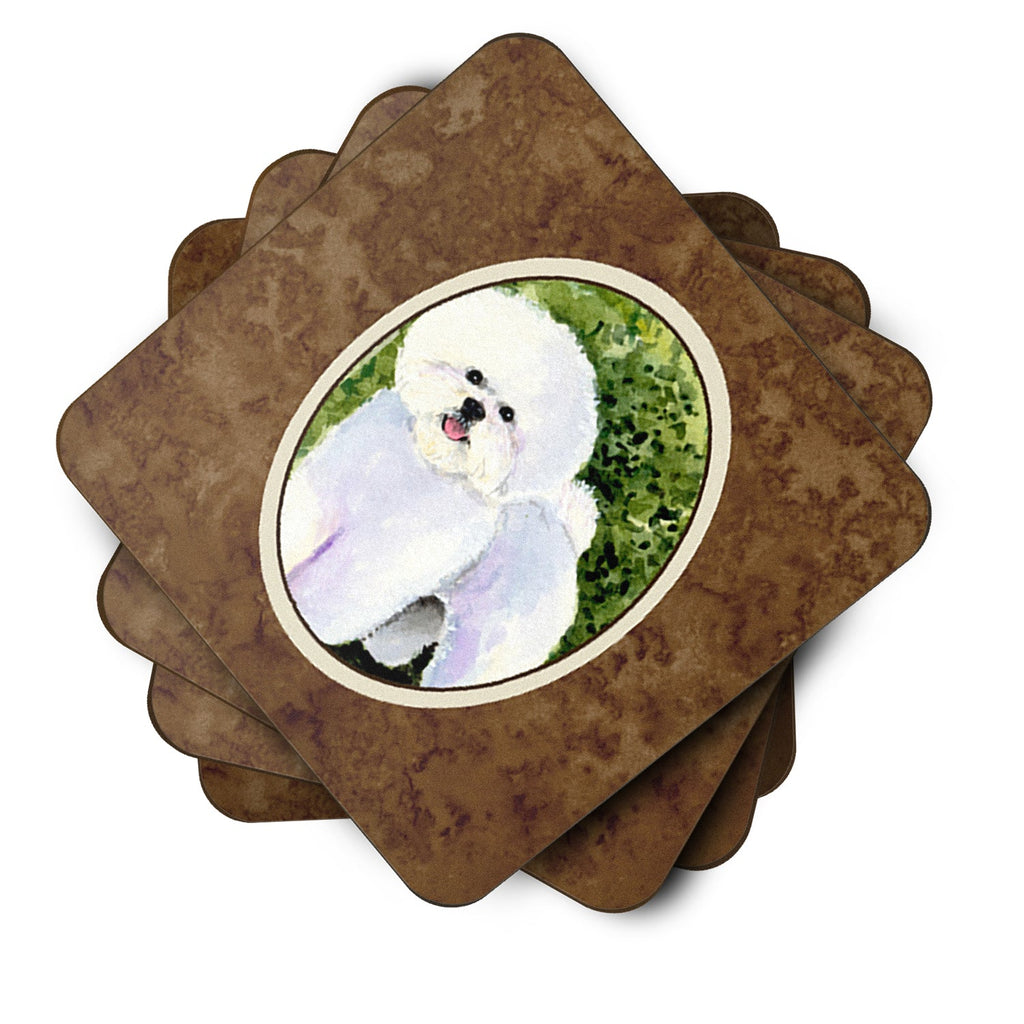 Bichon Frise Foam Coasters Set of 4 Cup Coasters for Indoor Outdoor, Tabletop Protection, Anti Slip, Mouse pad Material