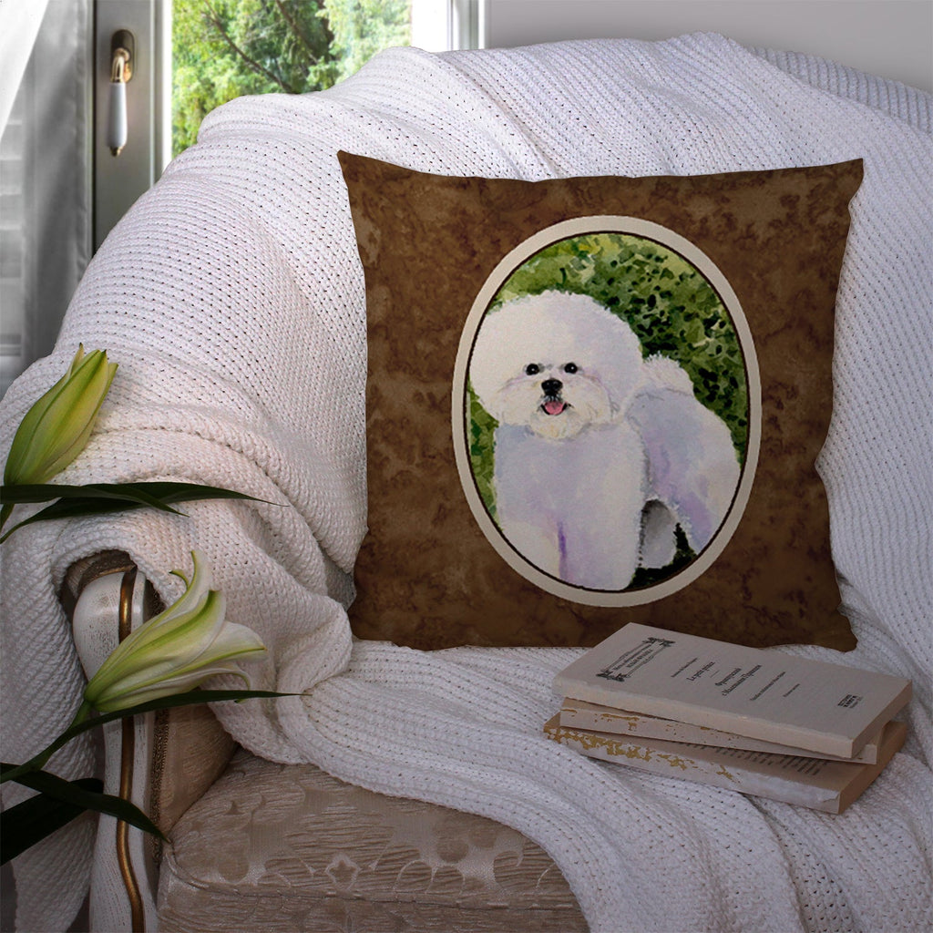 Bichon Frise Decorative Throw Pillow 14x14 Indoor Outdoor Accent Cushion, Fabric Cover with Insert for Sofa, Bed, Porch & Living Room