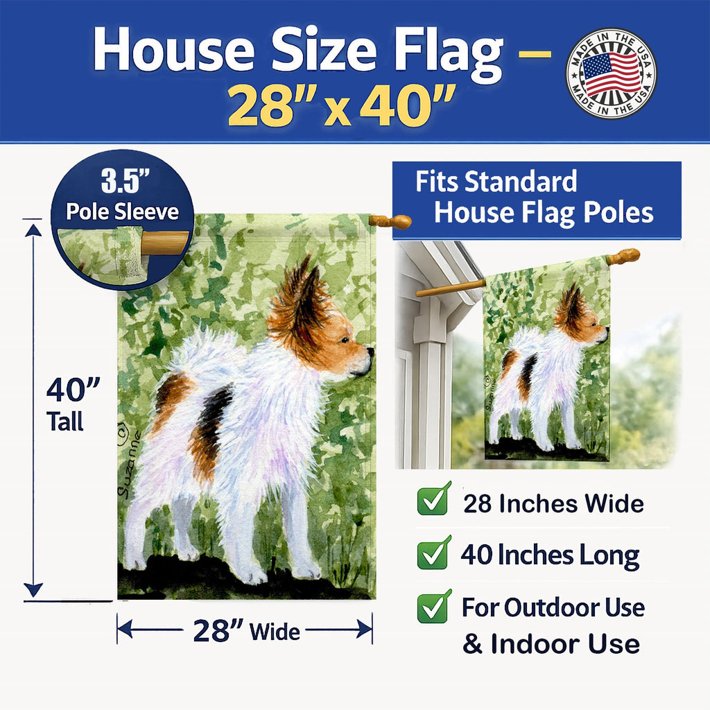 Papillon House Flag 28x40 Porch Sleeve Pole Decorative Outside Yard Banner Artwork Wall Hanging, Polyester