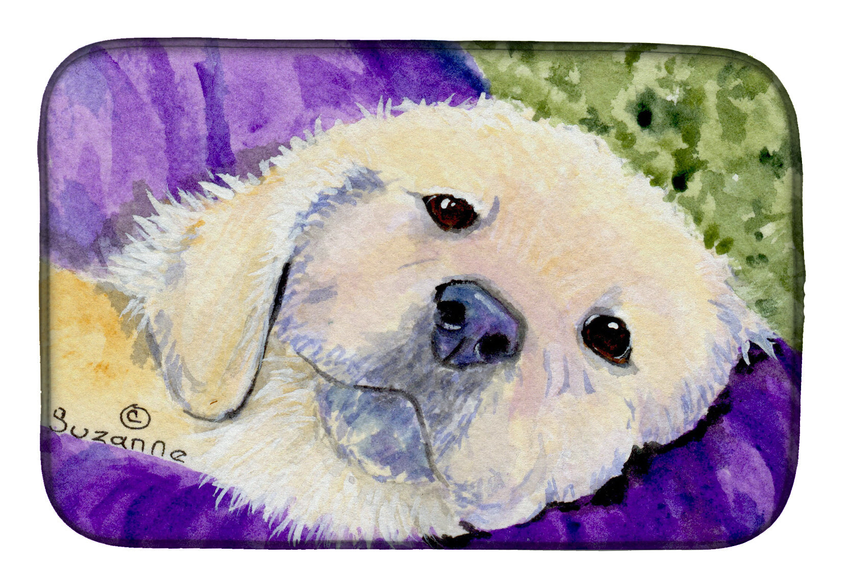Golden Retriever Dish Drying Mat Absorbent Dish Drying Mat Pad for Kitchen Counter Dish Drainer Mat for Countertop, 14 x 21", Multicolor