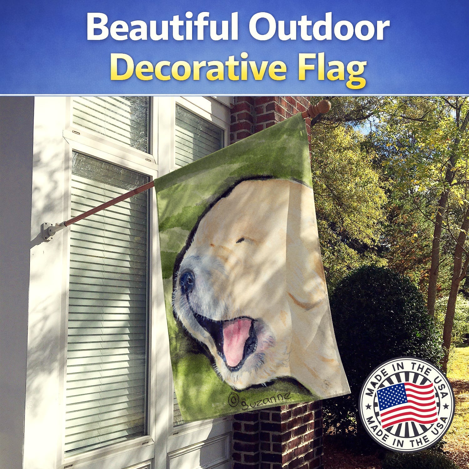 Golden Retriever House Flag 28x40 Porch Sleeve Pole Decorative Outside Yard Banner Artwork Wall Hanging, Polyester