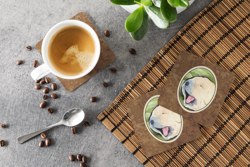 Golden Retriever Foam Coasters Set of 4 Cup Coasters for Indoor Outdoor, Tabletop Protection, Anti Slip, Mouse pad Material