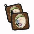 Golden Retriever Pot Holder Set of 2 Heat Resistant Quilted Hot Pads 7.5 x 7.5 Inch, Insulated Kitchen Trivets for Cooking & Baking