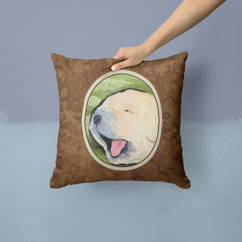 Golden Retriever Decorative Throw Pillow 14x14 Indoor Outdoor Accent Cushion, Fabric Cover with Insert for Sofa, Bed, Porch & Living Room