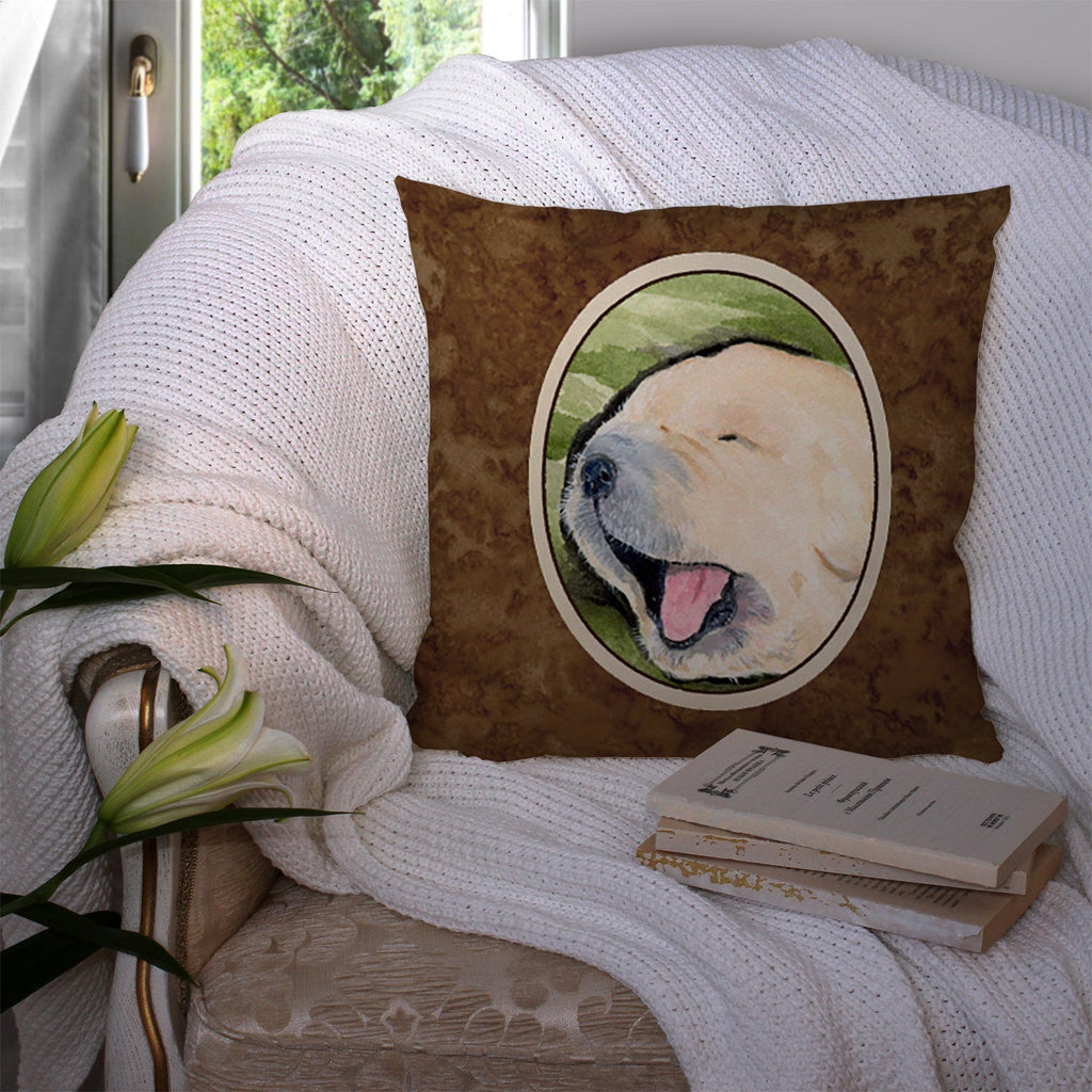 Golden Retriever Decorative Throw Pillow 14x14 Indoor Outdoor Accent Cushion, Fabric Cover with Insert for Sofa, Bed, Porch & Living Room