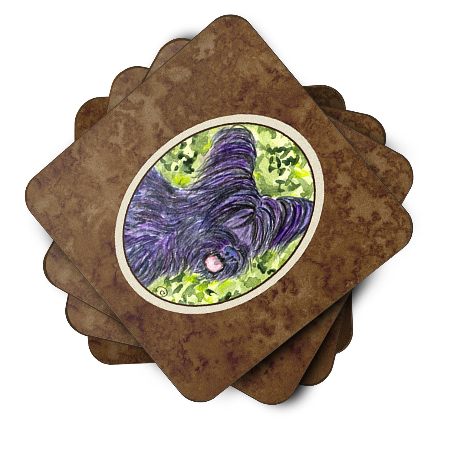 Skye Terrier Foam Coasters Set of 4 Cup Coasters for Indoor Outdoor, Tabletop Protection, Anti Slip, Mouse pad Material