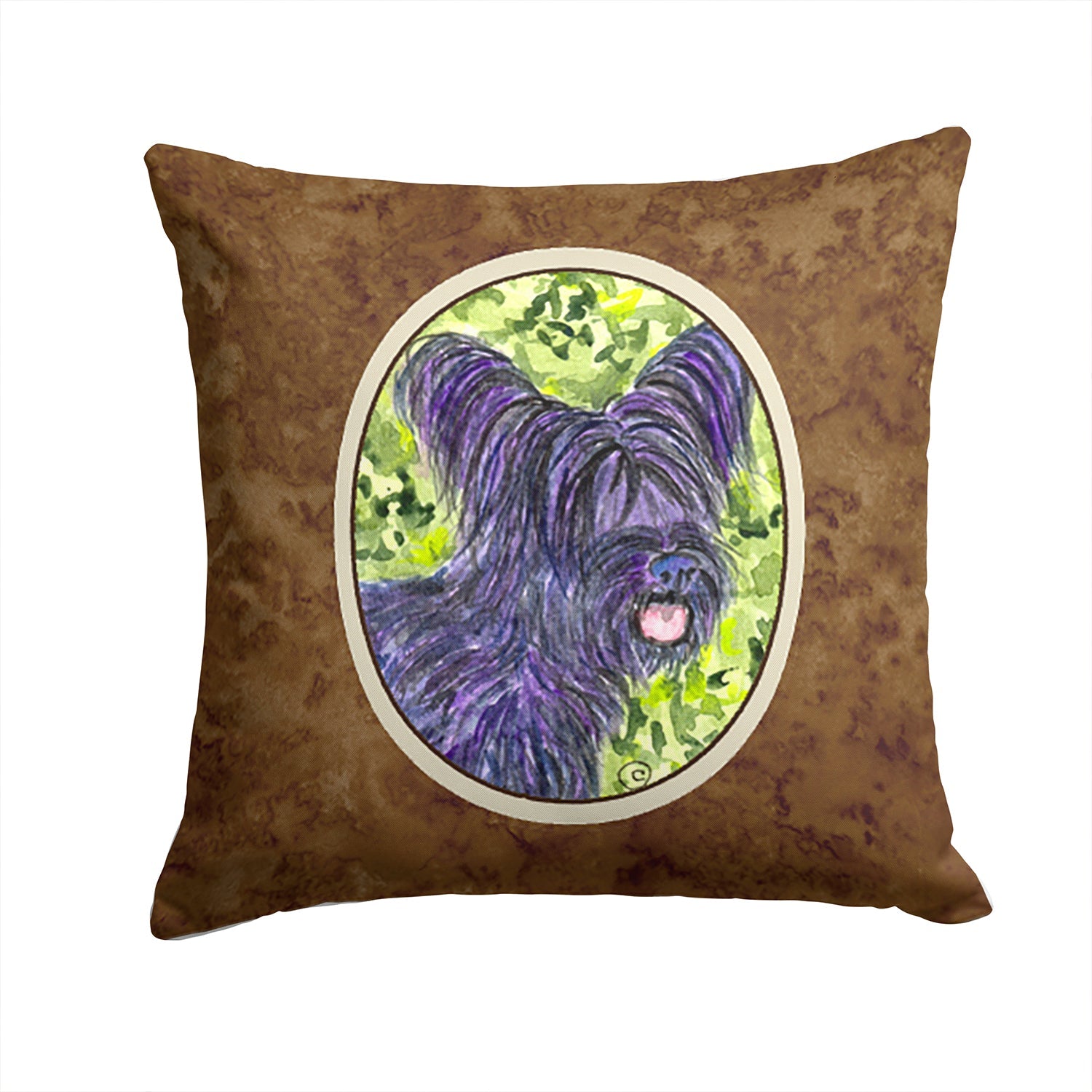 Skye Terrier Decorative Throw Pillow 14x14 Indoor Outdoor Accent Cushion, Fabric Cover with Insert for Sofa, Bed, Porch & Living Room