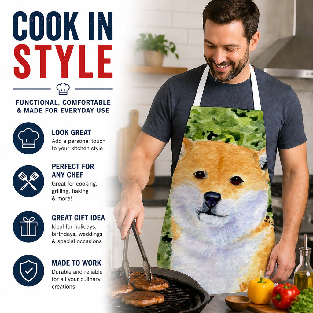 Shiba Inu Apron Cooking Kitchen Server Baking Crafts Gardening for Adult Women Men, Unisex, Large, Multicolor