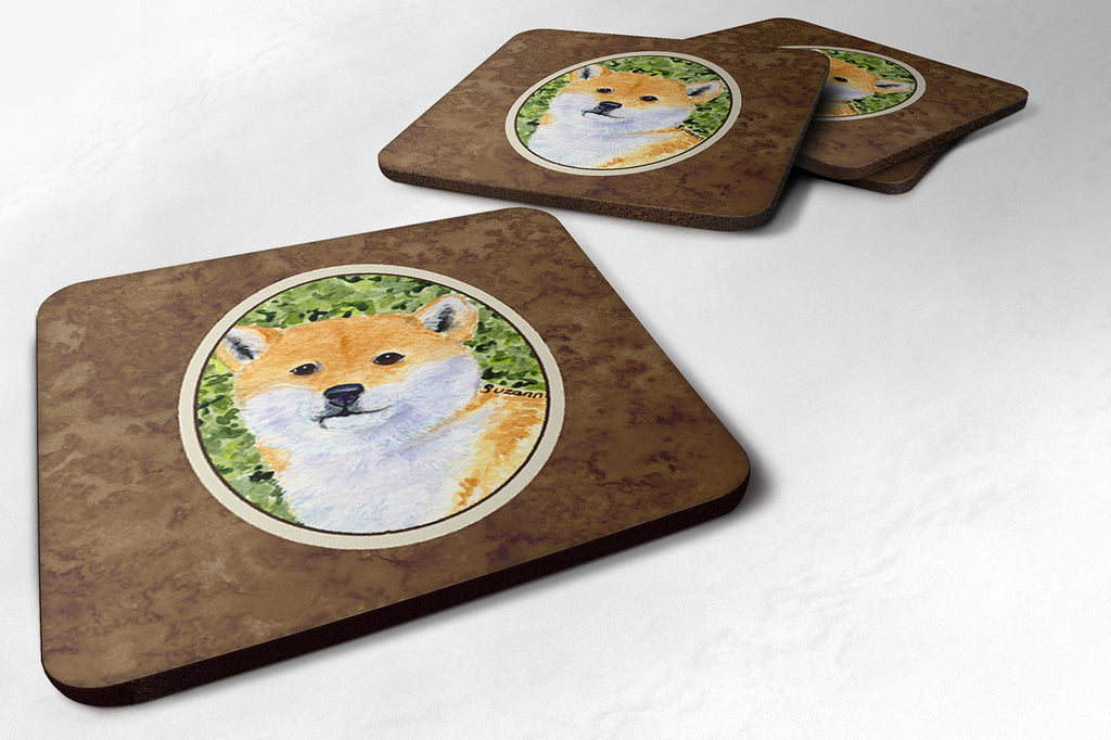 Shiba Inu Foam Coasters Set of 4 Cup Coasters for Indoor Outdoor, Tabletop Protection, Anti Slip, Mouse pad Material