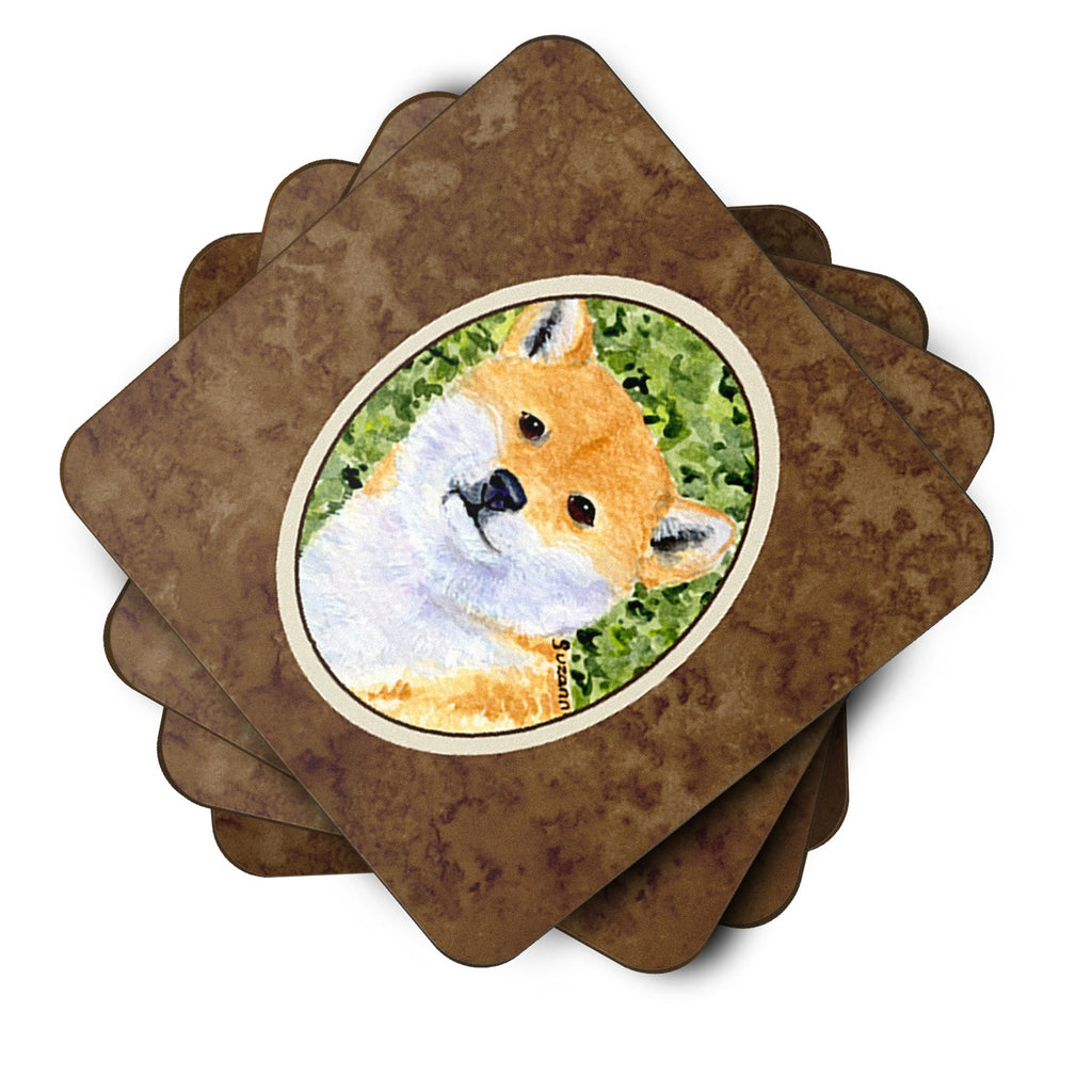Shiba Inu Foam Coasters Set of 4 Cup Coasters for Indoor Outdoor, Tabletop Protection, Anti Slip, Mouse pad Material