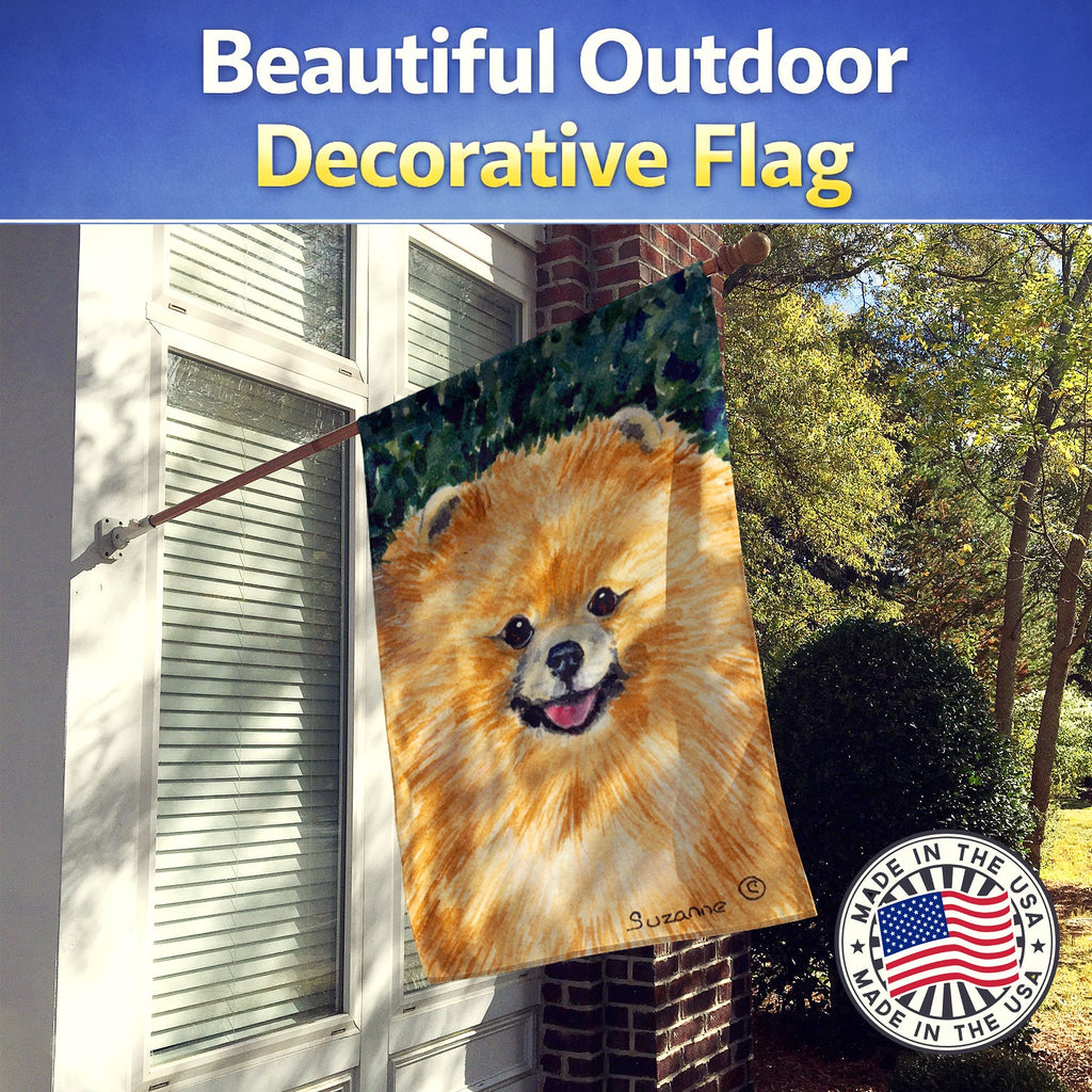 Pomeranian House Flag 28x40 Porch Sleeve Pole Decorative Outside Yard Banner Artwork Wall Hanging, Polyester