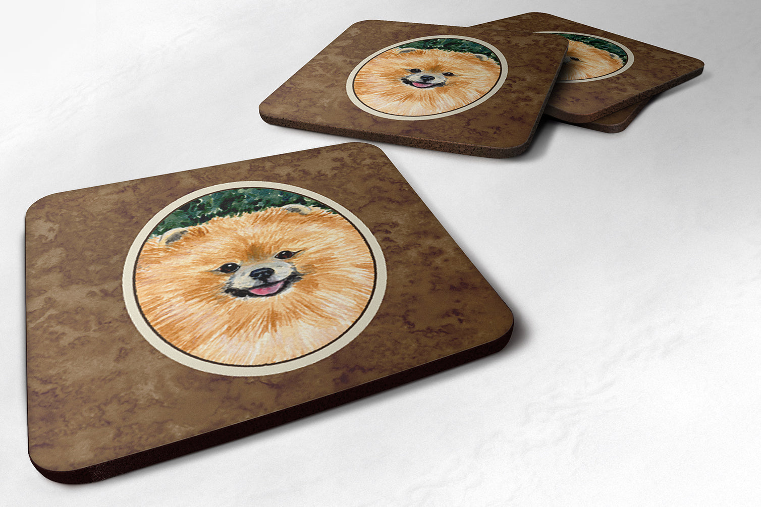 Pomeranian Foam Coasters Set of 4 Cup Coasters for Indoor Outdoor, Tabletop Protection, Anti Slip, Mouse pad Material