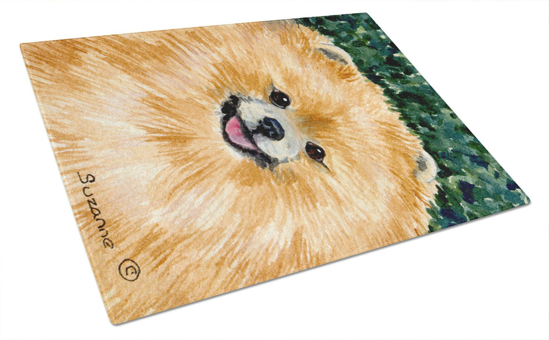 Pomeranian Cutting Board Tempered Glass Kitchen Cutting Surface, Heat Resistant Chopping, Non-Slip Feet, Food Prep & Serving