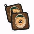 Pomeranian Pot Holder Set of 2 Heat Resistant Quilted Hot Pads 7.5 x 7.5 Inch, Insulated Kitchen Trivets for Cooking & Baking