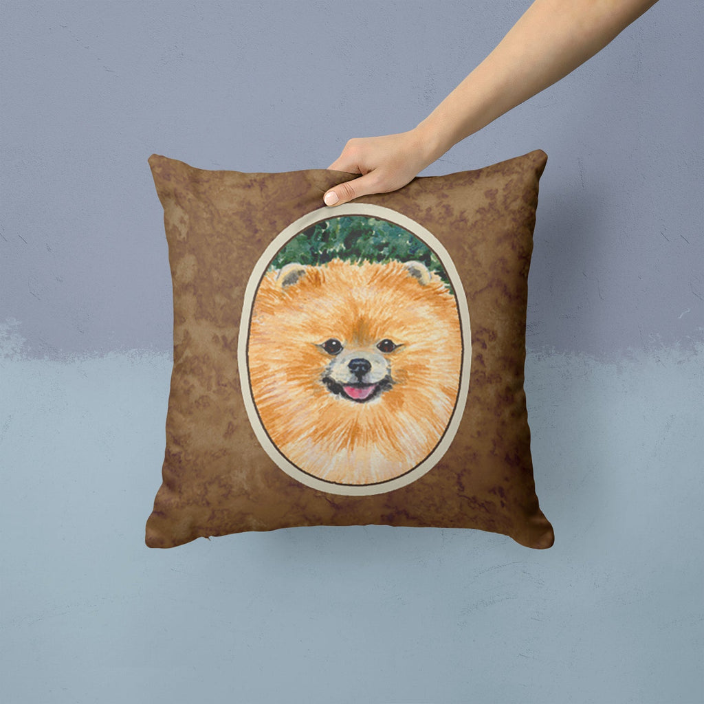 Pomeranian Decorative Throw Pillow 14x14 Indoor Outdoor Accent Cushion, Fabric Cover with Insert for Sofa, Bed, Porch & Living Room