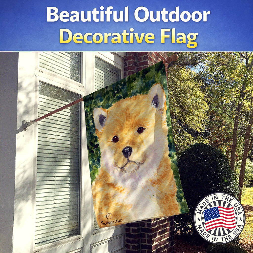 Shiba Inu House Flag 28x40 Porch Sleeve Pole Decorative Outside Yard Banner Artwork Wall Hanging, Polyester
