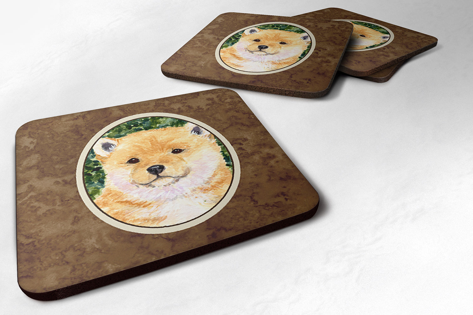 Shiba Inu Foam Coasters Set of 4 Cup Coasters for Indoor Outdoor, Tabletop Protection, Anti Slip, Mouse pad Material