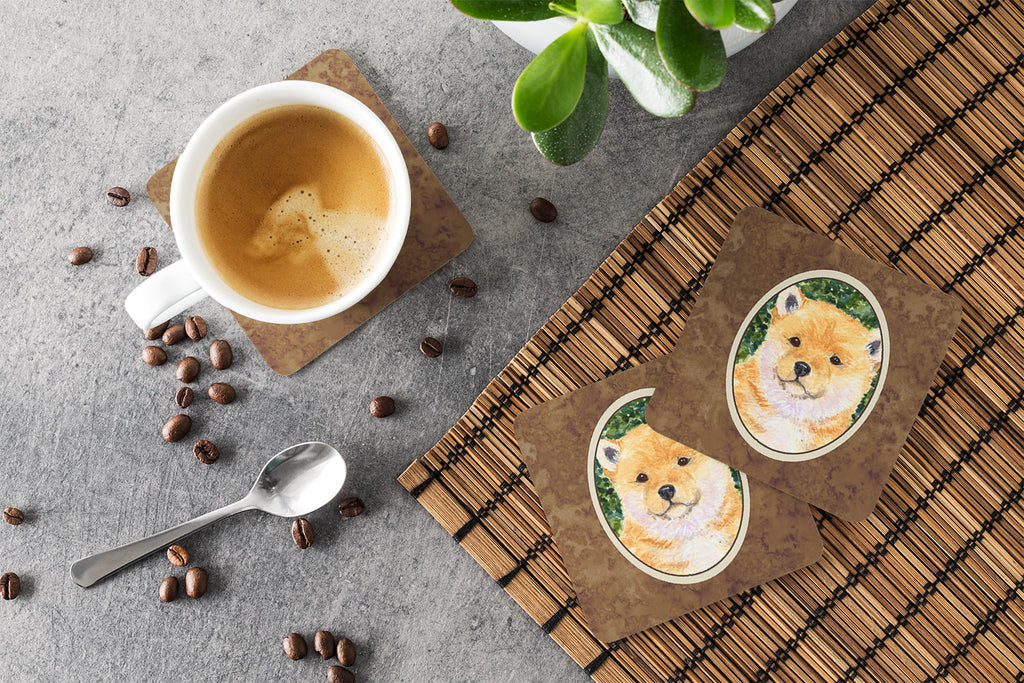 Shiba Inu Foam Coasters Set of 4 Cup Coasters for Indoor Outdoor, Tabletop Protection, Anti Slip, Mouse pad Material