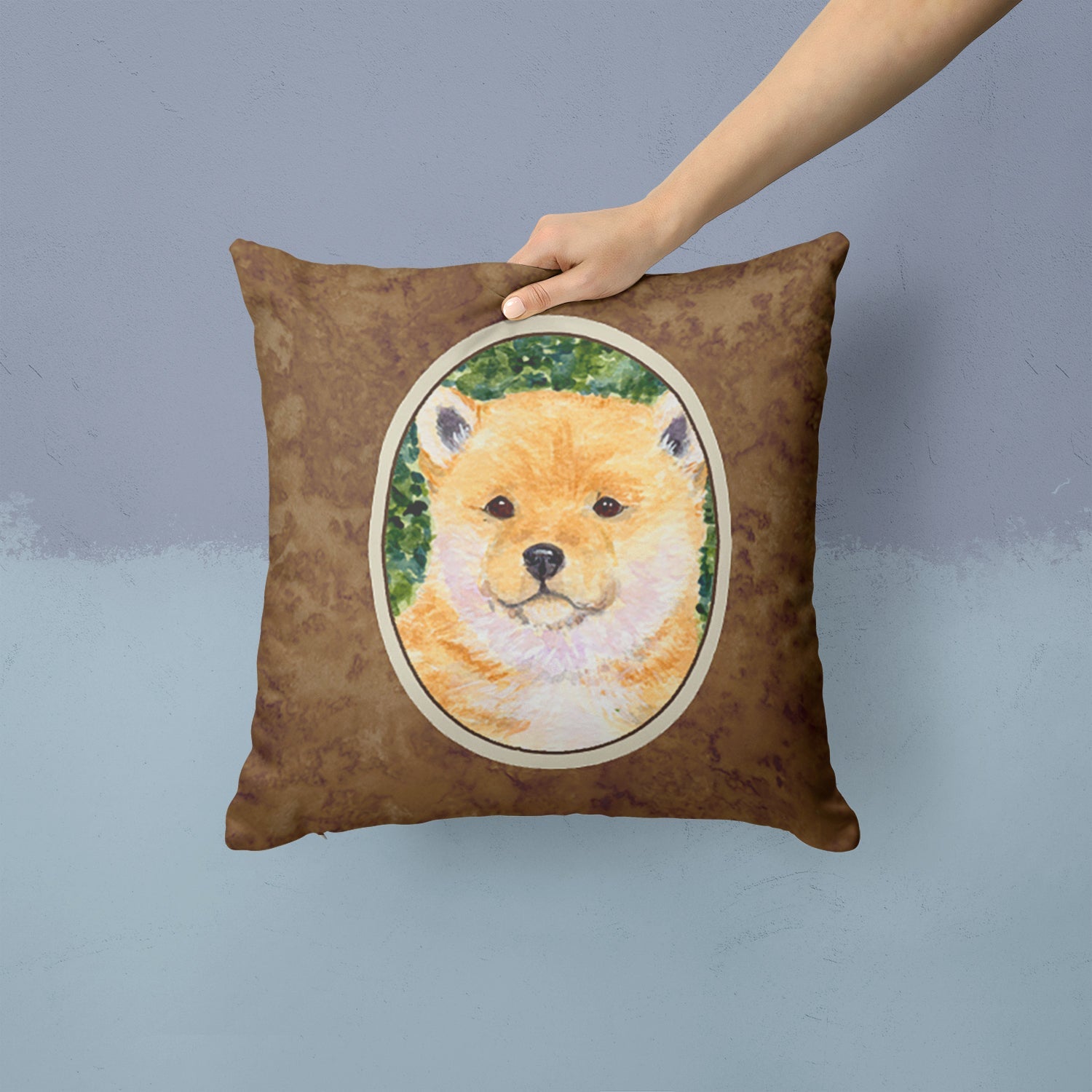 Shiba Inu Decorative Throw Pillow 14x14 Indoor Outdoor Accent Cushion, Fabric Cover with Insert for Sofa, Bed, Porch & Living Room