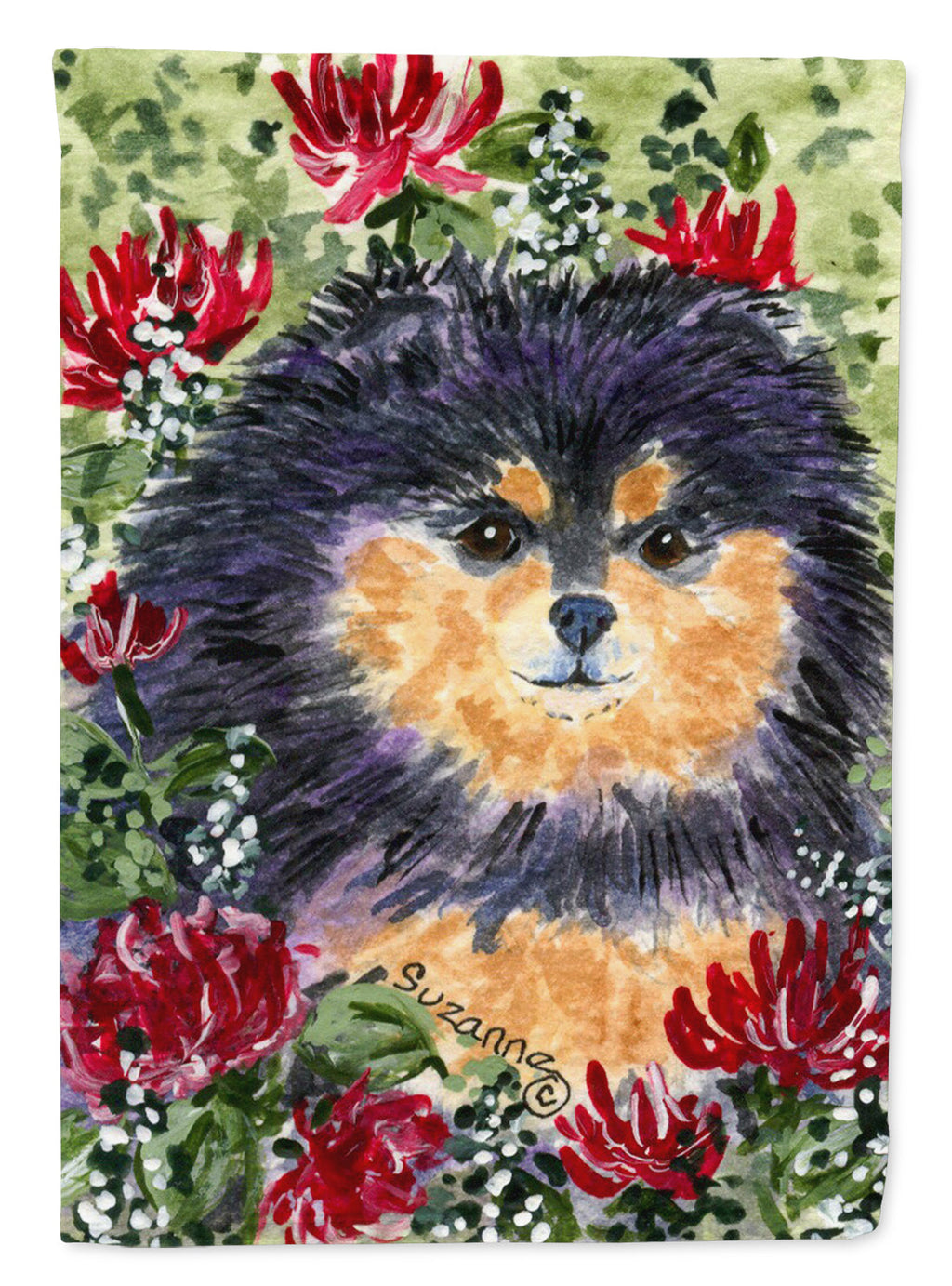 Pomeranian House Flag 28x40 Porch Sleeve Pole Decorative Outside Yard Banner Artwork Wall Hanging, Polyester