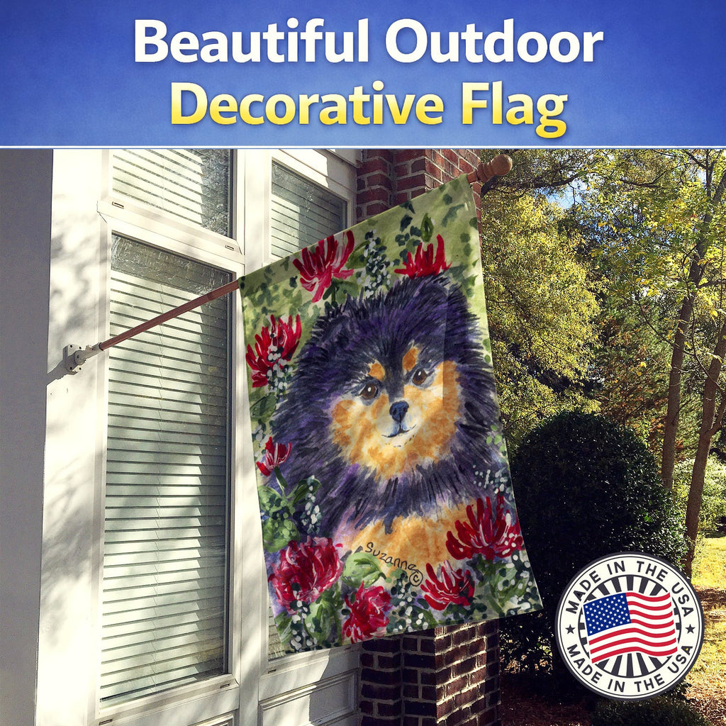 Pomeranian House Flag 28x40 Porch Sleeve Pole Decorative Outside Yard Banner Artwork Wall Hanging, Polyester