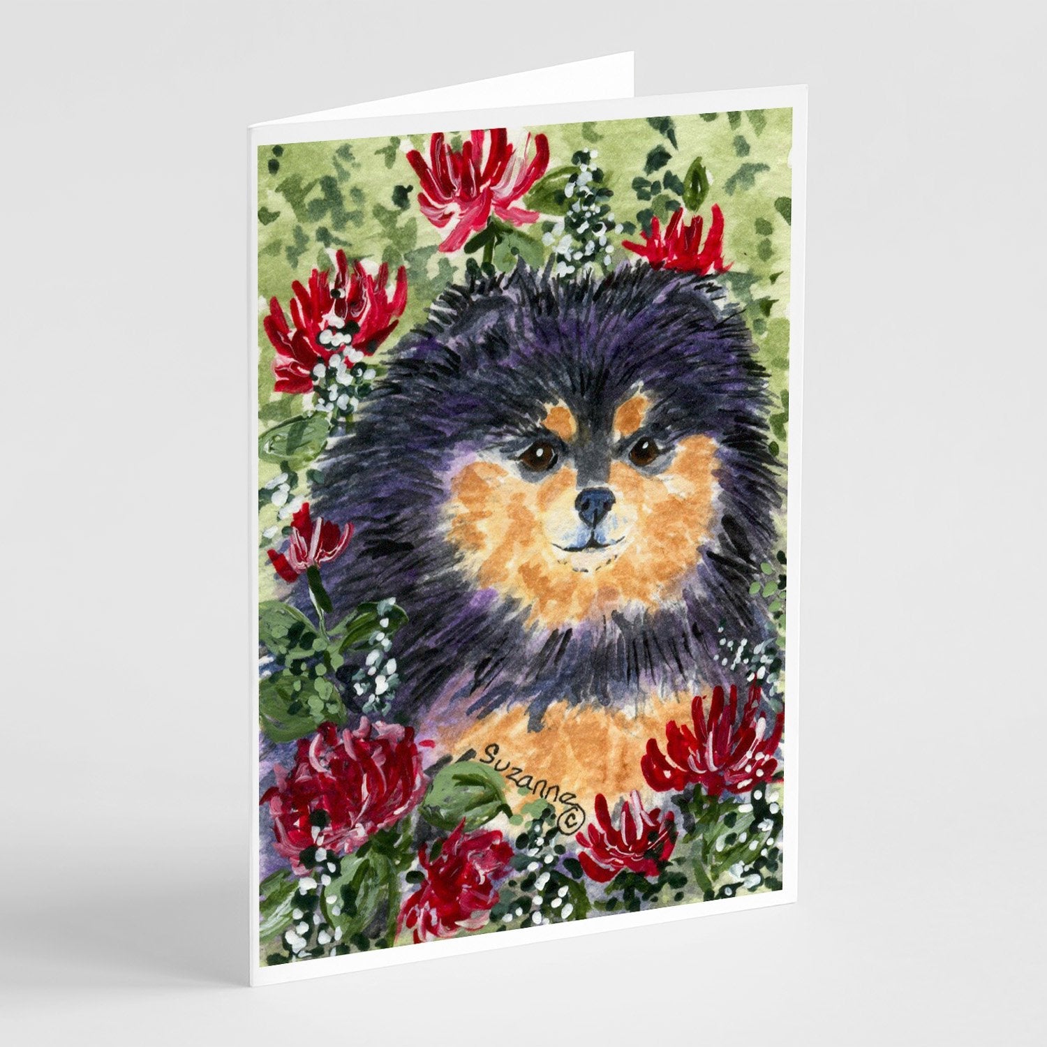 Pomeranian Greeting Cards Pack of 8 Blank Cards with Envelopes Whimsical A7 Size 5x7