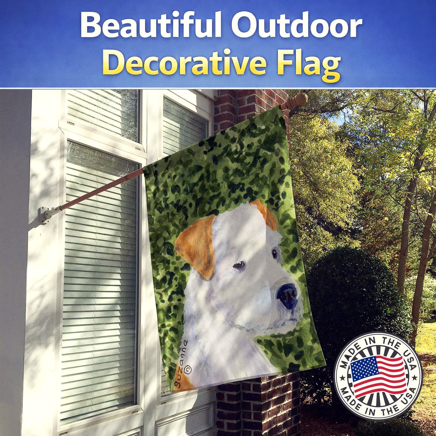 Jack Russell Terrier House Flag 28x40 Porch Sleeve Pole Decorative Outside Yard Banner Artwork Wall Hanging, Polyester