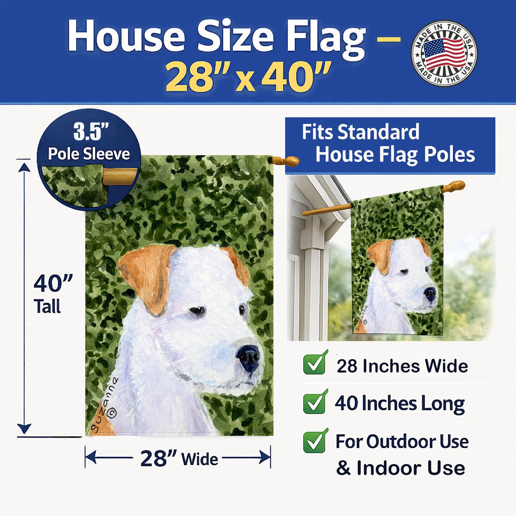 Jack Russell Terrier House Flag 28x40 Porch Sleeve Pole Decorative Outside Yard Banner Artwork Wall Hanging, Polyester
