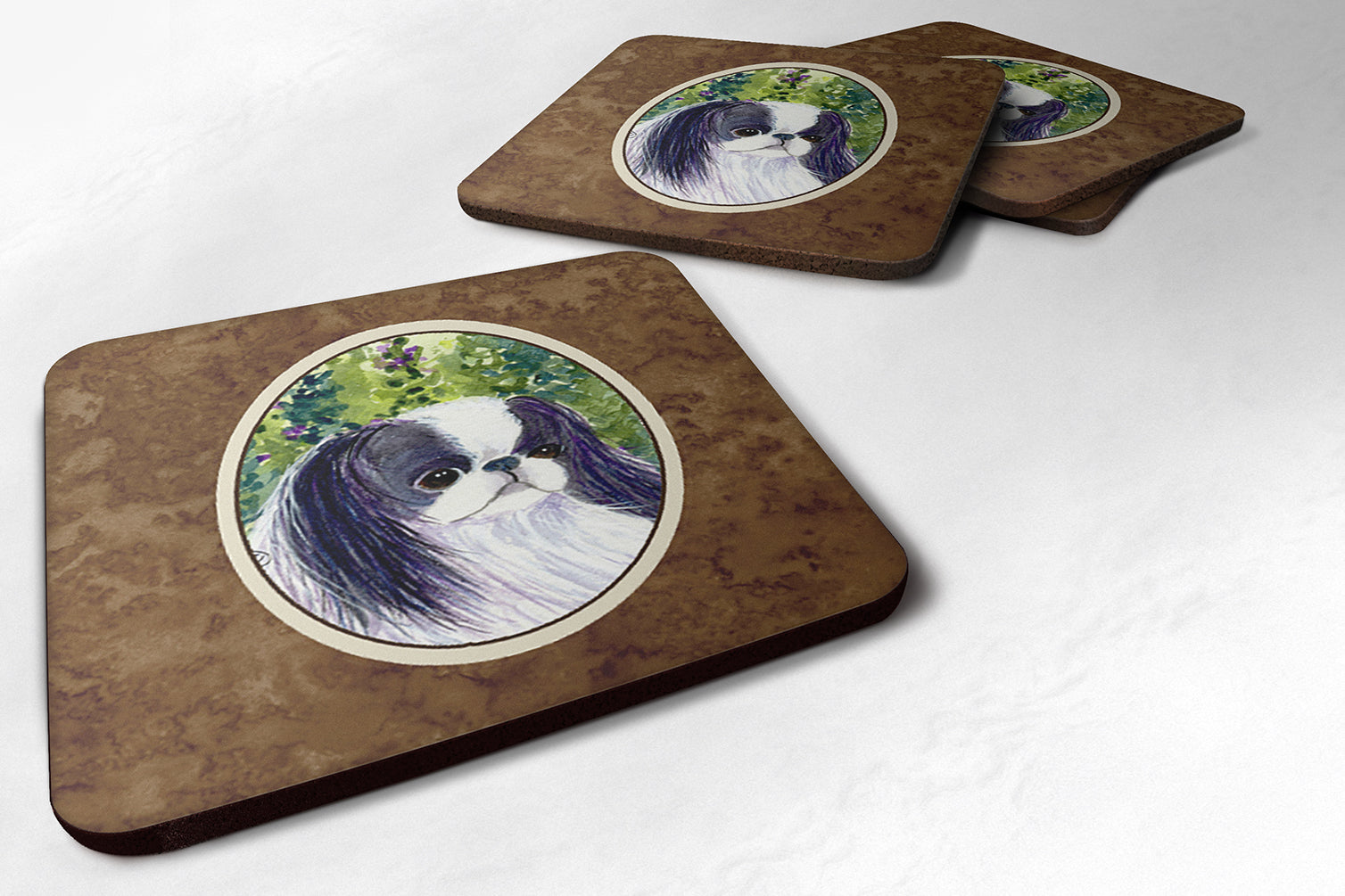 Japanese Chin Foam Coasters Set of 4 Cup Coasters for Indoor Outdoor, Tabletop Protection, Anti Slip, Mouse pad Material