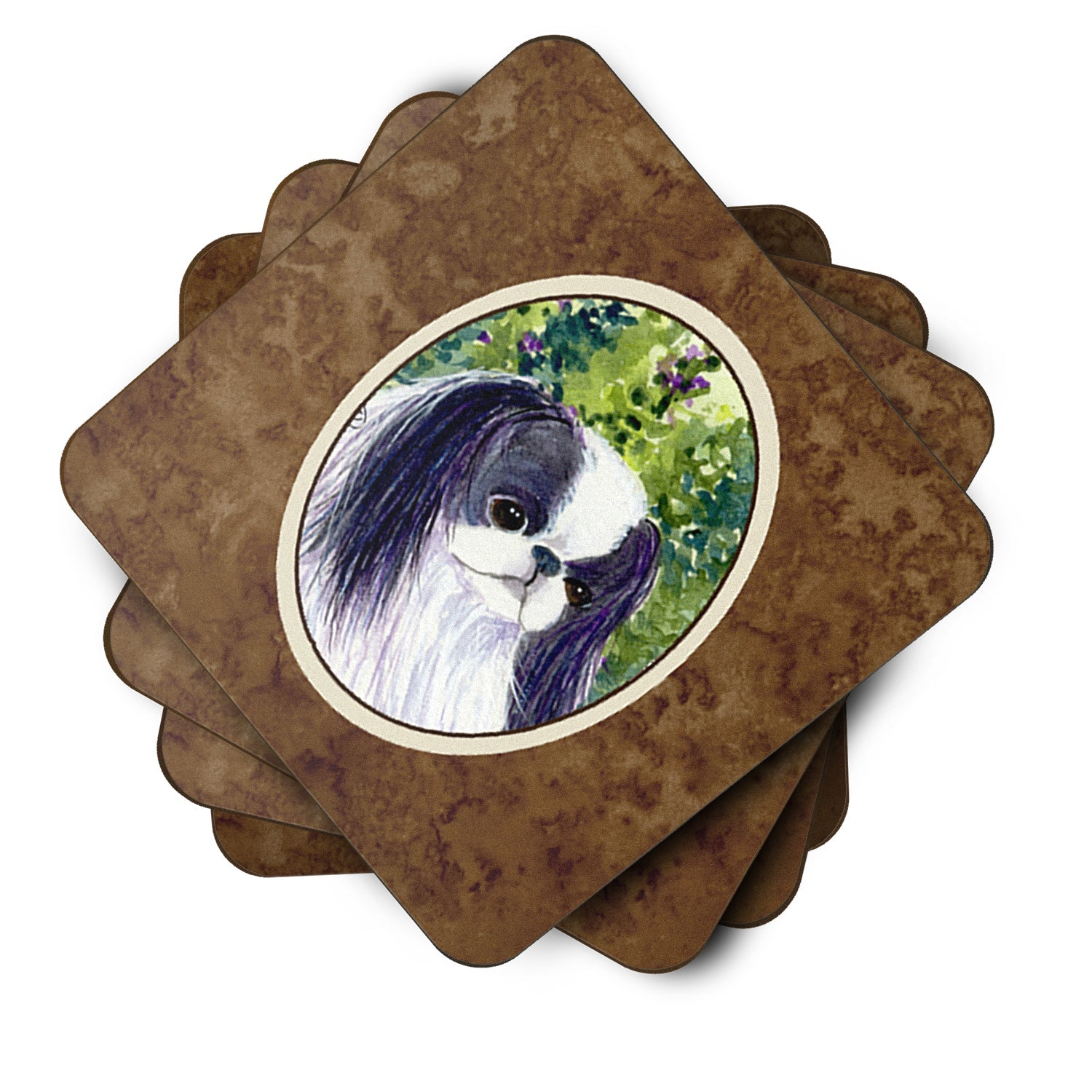 Japanese Chin Foam Coasters Set of 4 Cup Coasters for Indoor Outdoor, Tabletop Protection, Anti Slip, Mouse pad Material