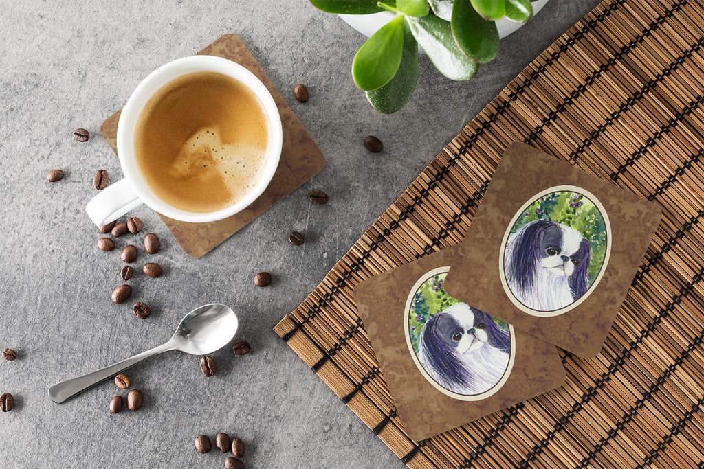 Japanese Chin Foam Coasters Set of 4 Cup Coasters for Indoor Outdoor, Tabletop Protection, Anti Slip, Mouse pad Material