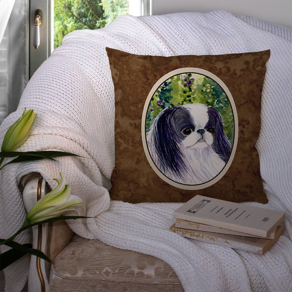 Japanese Chin Decorative Throw Pillow 14x14 Indoor Outdoor Accent Cushion, Fabric Cover with Insert for Sofa, Bed, Porch & Living Room