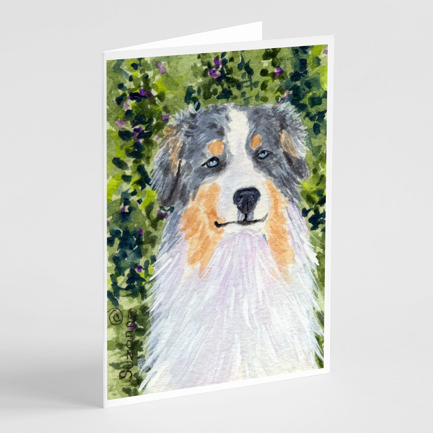 Australian Shepherd Greeting Cards Pack of 8 Blank Cards with Envelopes Whimsical A7 Size 5x7