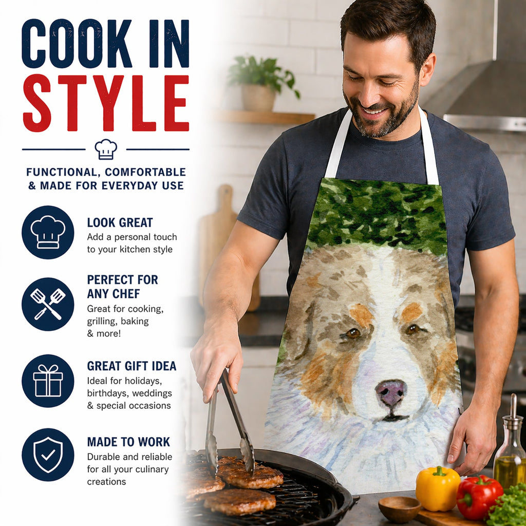 Australian Shepherd Apron Cooking Kitchen Server Baking Crafts Gardening for Adult Women Men, Unisex, Large, Multicolor