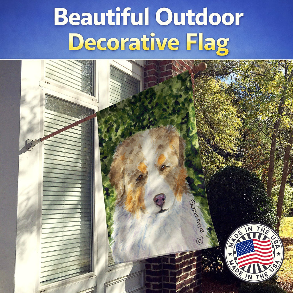 Australian Shepherd House Flag 28x40 Porch Sleeve Pole Decorative Outside Yard Banner Artwork Wall Hanging, Polyester