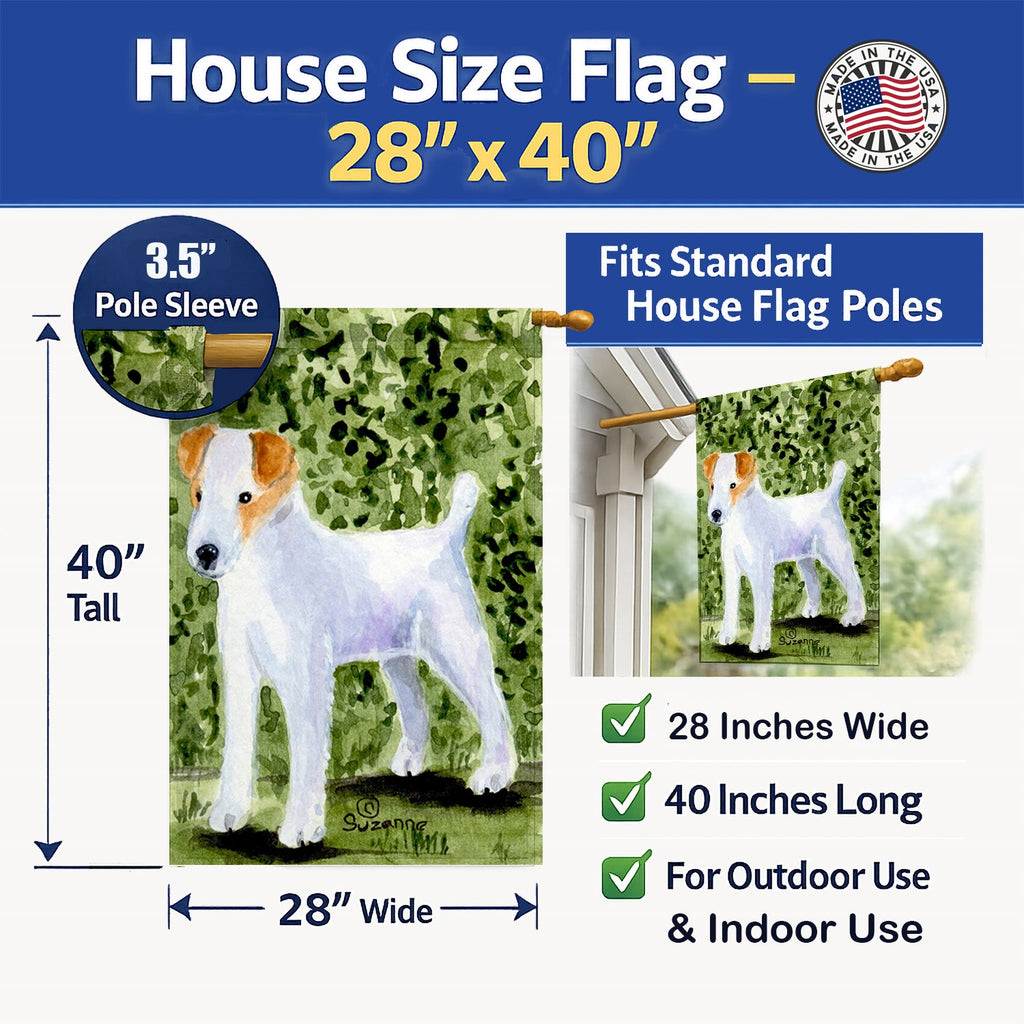 Jack Russell Terrier House Flag 28x40 Porch Sleeve Pole Decorative Outside Yard Banner Artwork Wall Hanging, Polyester