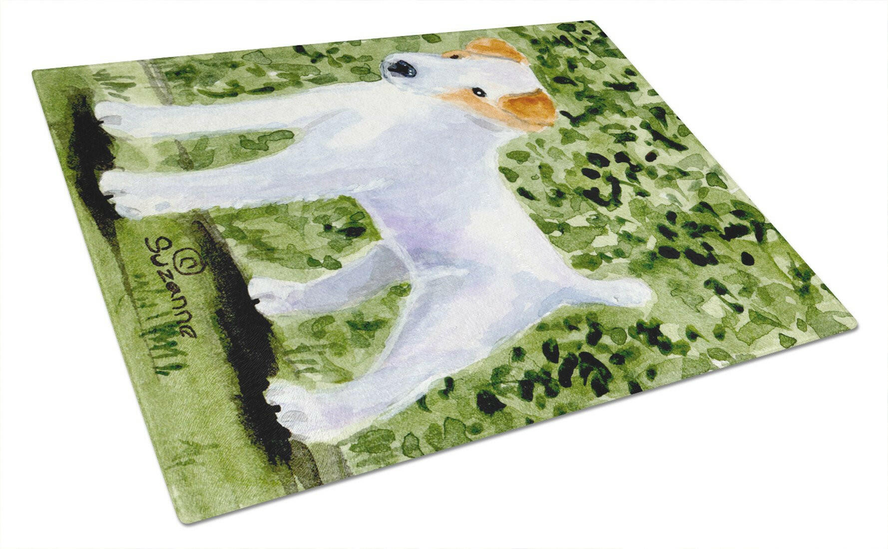 Jack Russell Terrier Cutting Board Tempered Glass Kitchen Cutting Surface, Heat Resistant Chopping, Non-Slip Feet, Food Prep & Serving
