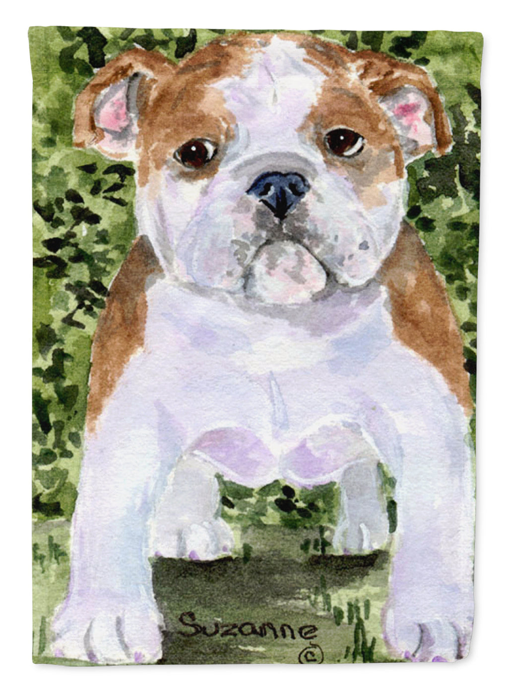 English Bulldog House Flag 28x40 Porch Sleeve Pole Decorative Outside Yard Banner Artwork Wall Hanging, Polyester