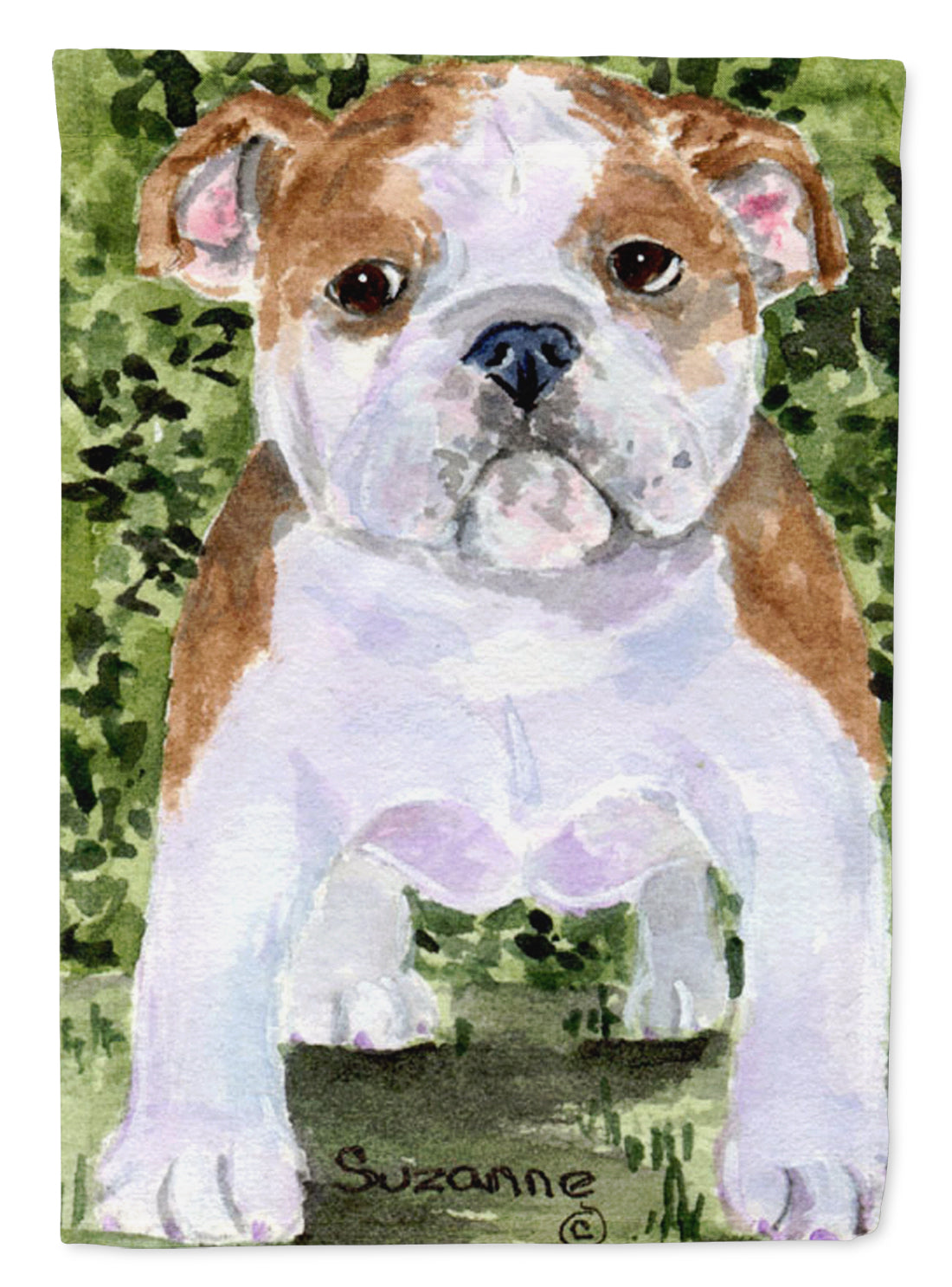 English Bulldog House Flag 28x40 Porch Sleeve Pole Decorative Outside Yard Banner Artwork Wall Hanging, Polyester