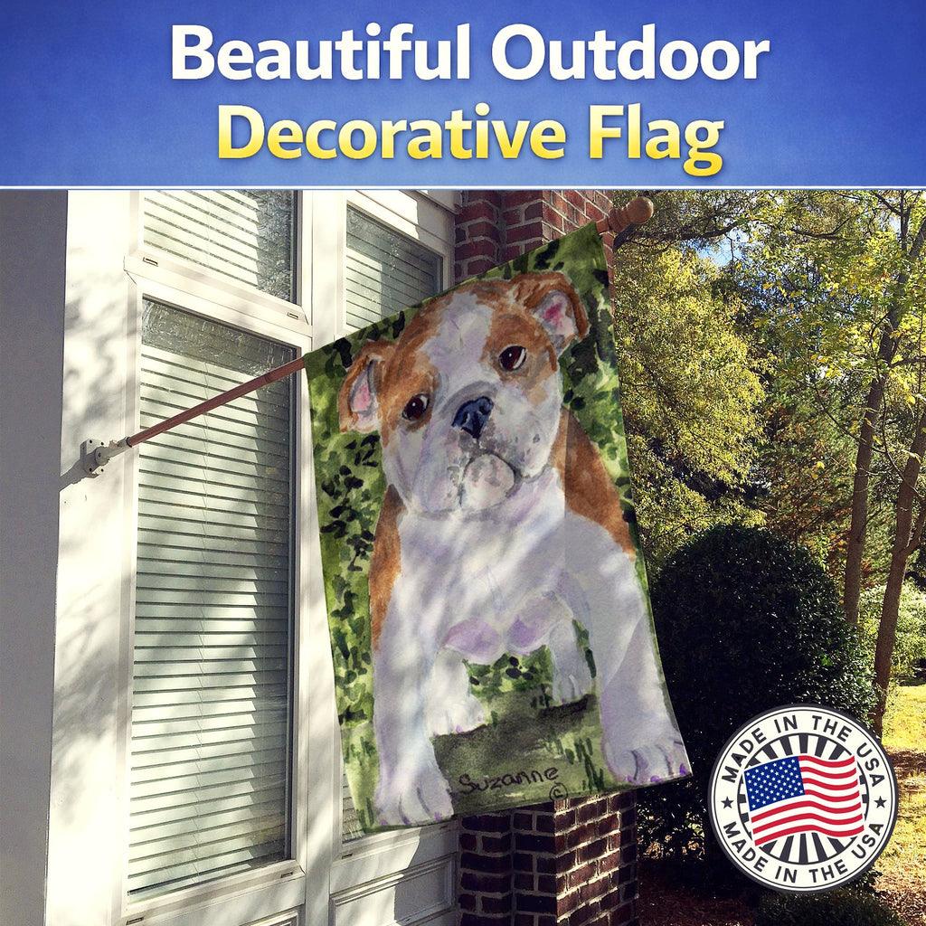 English Bulldog House Flag 28x40 Porch Sleeve Pole Decorative Outside Yard Banner Artwork Wall Hanging, Polyester