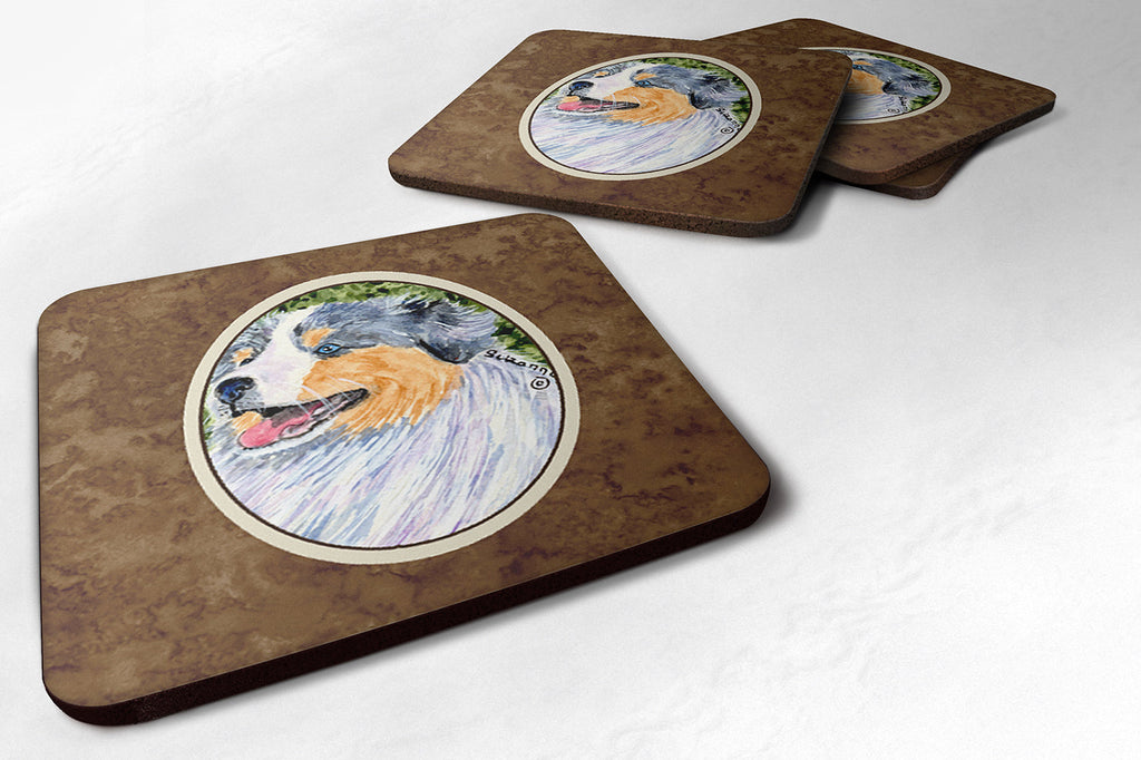 Australian Shepherd Foam Coasters Set of 4 Cup Coasters for Indoor Outdoor, Tabletop Protection, Anti Slip, Mouse pad Material