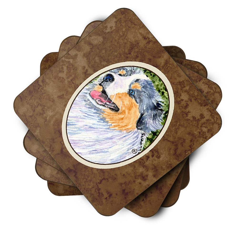 Australian Shepherd Foam Coasters Set of 4 Cup Coasters for Indoor Outdoor, Tabletop Protection, Anti Slip, Mouse pad Material