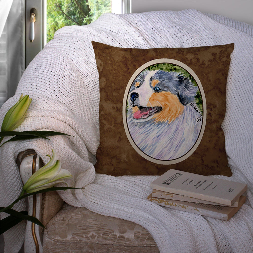 Australian Shepherd Decorative Throw Pillow 14x14 Indoor Outdoor Accent Cushion, Fabric Cover with Insert for Sofa, Bed, Porch & Living Room