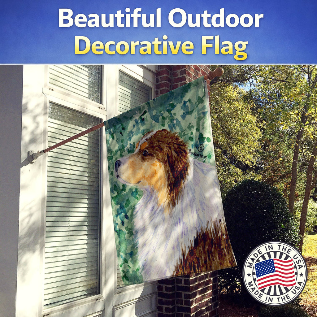 Australian Shepherd House Flag 28x40 Porch Sleeve Pole Decorative Outside Yard Banner Artwork Wall Hanging, Polyester