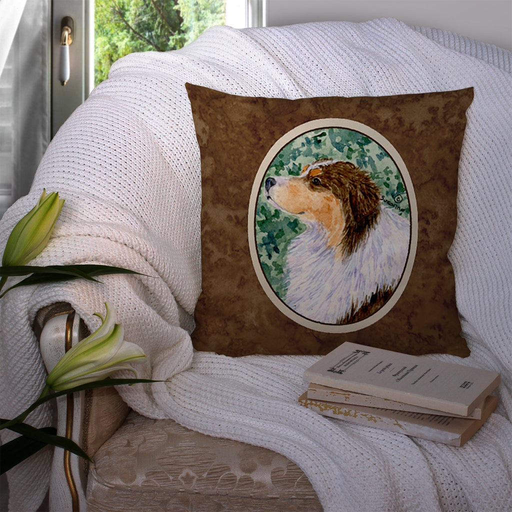 Australian Shepherd Decorative Throw Pillow 14x14 Indoor Outdoor Accent Cushion, Fabric Cover with Insert for Sofa, Bed, Porch & Living Room