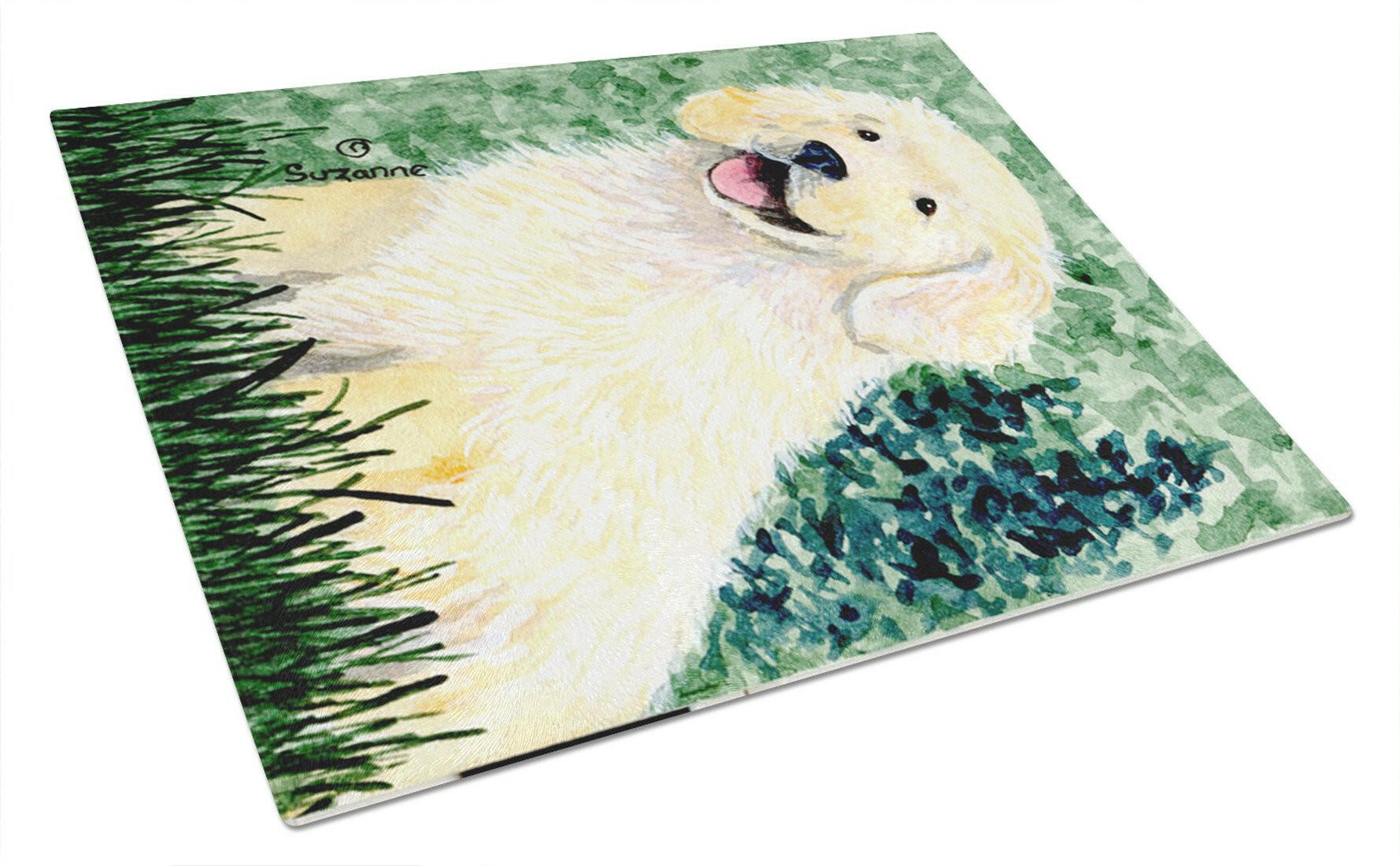 Golden Retriever Cutting Board Tempered Glass Kitchen Cutting Surface, Heat Resistant Chopping, Non-Slip Feet, Food Prep & Serving